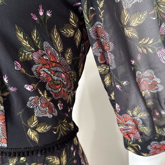 Anthropologie Laia Ines Floral Print Contrast Maxi Dress in Black Motif Size S - Picture 9 of 17